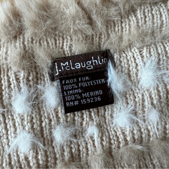 J MCLAUGHLIN AZALEA FAUX FUR NECK WARMER OS SAND OFF WHT STRIPE LUXURY ELEGANT - Picture 7 of 8